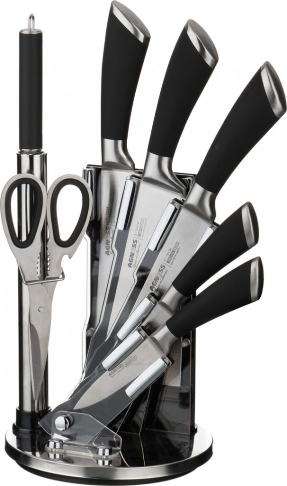 Набор ножей agness нжс на пластиковой вращающейся подставке 8 пр. Agness (911-500)