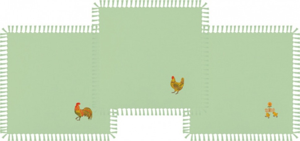 Комплект салфеток 40х40см из 3-шт"куриная семейка" 100% х/б, вышивка, зелёный Оптпромторг Ооо (850-533-41) 