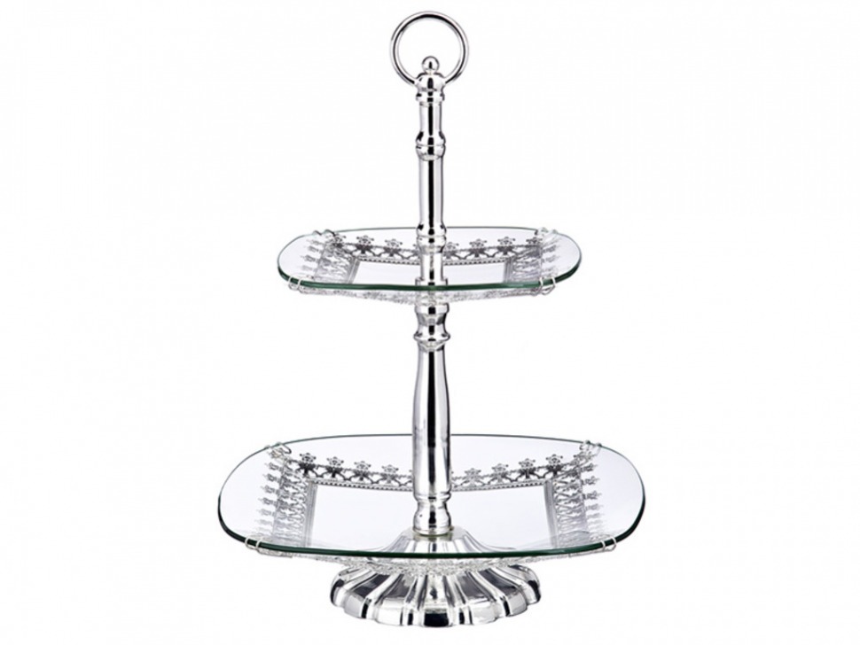 Конфетница 2-х ярусная 30*30/21*21 см. высота=42 см. Lefard (258-254)