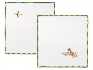 Комплект салфеток из 2-х шт "охота" ,белый, 40х40,вышивка, 100% х\б SANTALINO (850-846-8)