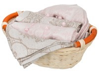 Комплект салфеток в корзинке 40*40 см, 4шт ,х/б 100%,серый\розовый SANTALINO (850-840-24)