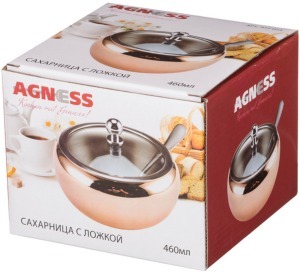 Сахарница agness "rosso" с ложкой 460 мл диаметр=11 см высота=10 см Agness (912-023)