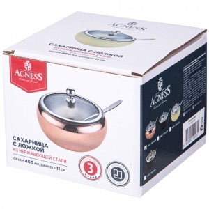 Сахарница agness "rosso" с ложкой 460 мл диаметр=11 см высота=10 см Agness (912-023)