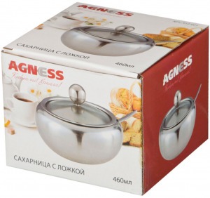 Сахарница agness "rosso" с ложкой 460 мл диаметр=11 см высота=10 см Agness (912-023)