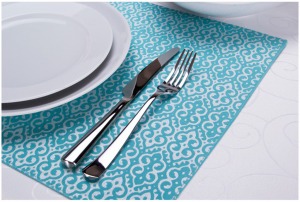 Плейсмет "деко" 33*48см цвет: голубой/серебро,  100% хлопок SANTALINO (828-130)