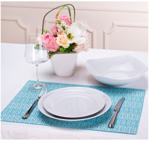 Плейсмет "деко" 33*48см цвет: голубой/серебро,  100% хлопок SANTALINO (828-130)