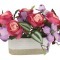 Декоративные цветы Розы малиновые с сиреневыми цветами в керамической вазе - DG-J7526 Dream Garden