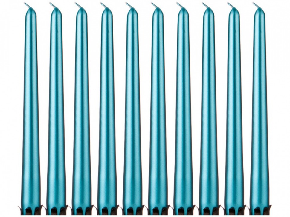 Набор свечей из 10 шт. металлик лазурный высота=24 см. Adpal (348-640)