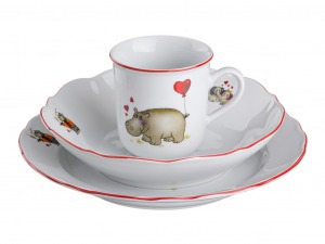 Набор посуды на 1 персону 3 пр."зверята":кружка 250 мл.+блюдце+тарелка диаметр=18/21 см. (кор=1набор Cesky Porcelan (D-606-672)