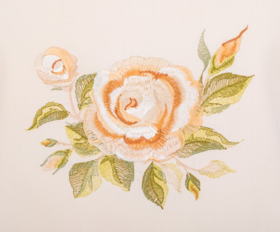 Фартук "корейская роза" ,бежевый, 50% х/б, 50%пэ, вышивка SANTALINO (850-604-63)