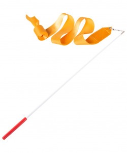 Лента для художественной гимнастики AGR-201 6м, с палочкой 56 см, оранжевый (402244)