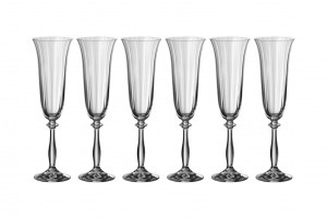 Набор бокалов для шампанского из 6 шт. "анжела оптик" 190 мл высота=24 см Bohemia Crystal (674-188)