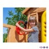 Игровой набор для детской площадки: домик с тентом, горка с лестницей, песочница, канат, веревочная лестница, скалолазная доска и 2 качели (PS217-07)