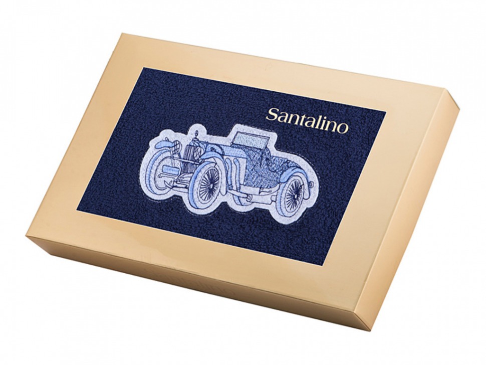 Полотенце "ретро автомобиль" 70*40 см., 380 г/м2, м/х, х/б 100% синий SANTALINO (850-110-34)