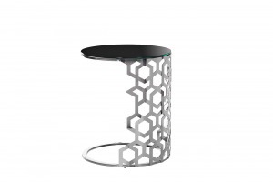 Стол приставной стекло черн./серебро d50*60см (TT-00000825)