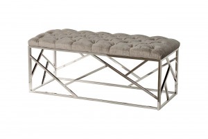 Банкетка велюр серый/хром 110*42*46см (TT-00000572)