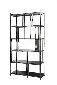 Стеллаж стекло черн./серебро 100*38*200см (TT-00001179)