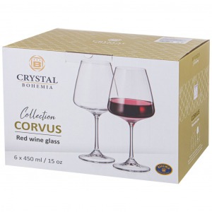 Набор бокалов для вина из 6 шт. "naomi/corvus" 450 мл высота=21,5 см Crystal Bohemia (669-156)