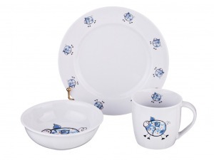 Набор посуды на 1 персону 3 пр.:кружка 300мл+тарелка 21,5см + салатник 15см. DUBI (606-839)