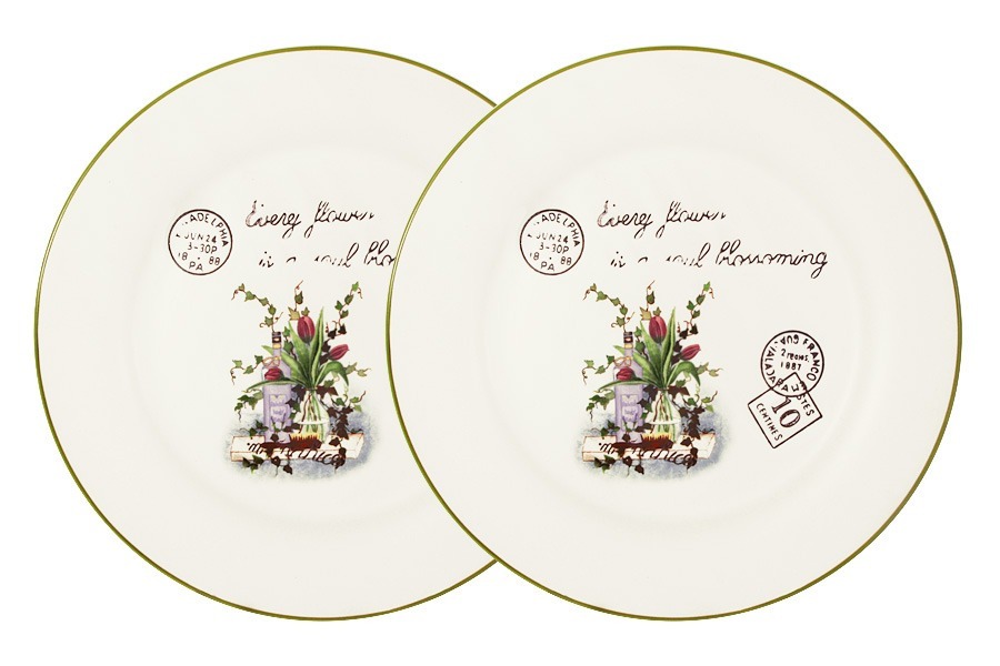 Набор обеденных тарелок Букет, 25 см, 2 шт - AL-120E2257-3-B-LF 