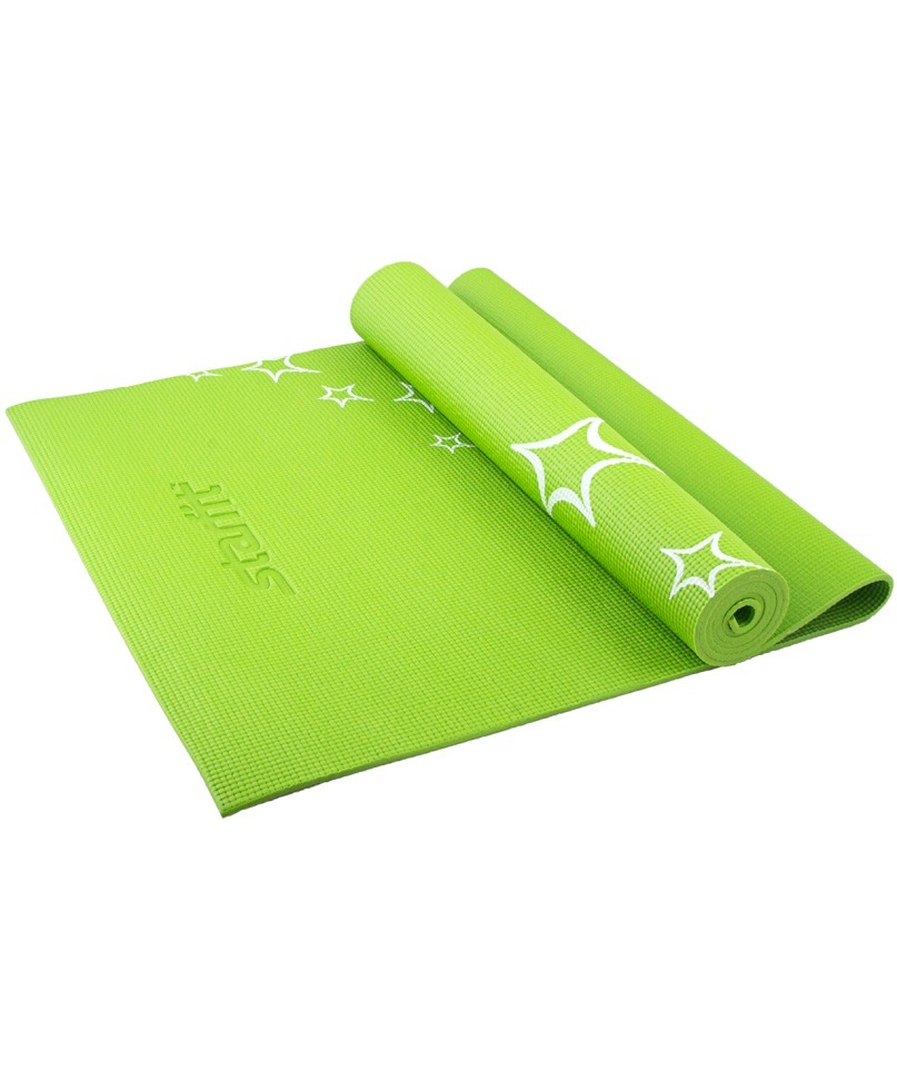 Коврик для йоги FM-102, PVC, 173x61x0,4 см, с рисунком, зеленый (78615)
