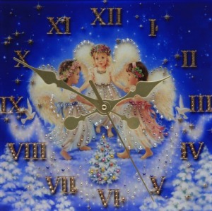 Картина Часы Рождественские ангелы с кристаллами Swarovski (1763)