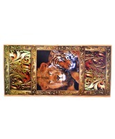 Нарды средние, с деревянными шашками, дубовые, цветной рисунок (8909)