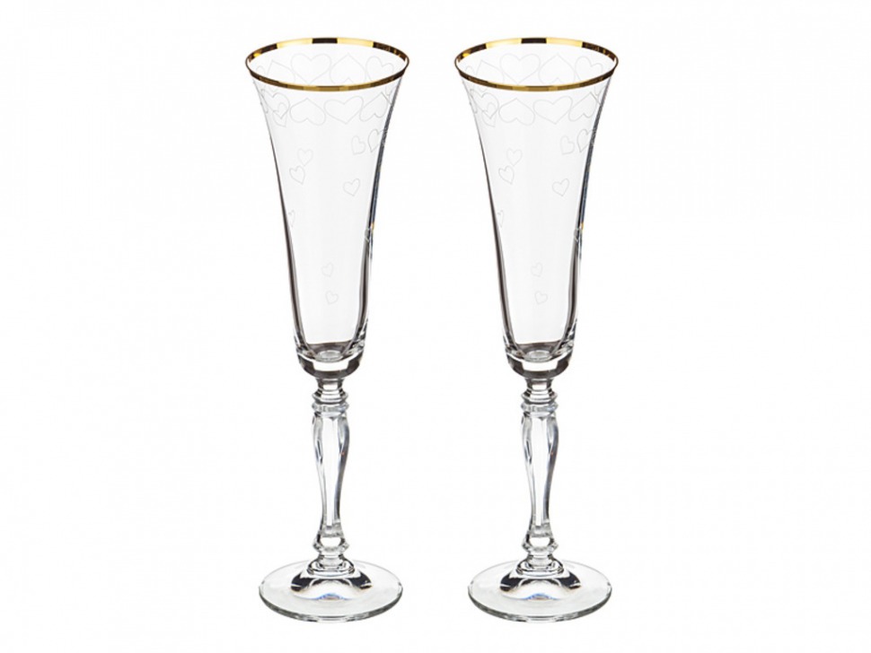 Набор бокалов для шампанского из 2 шт."love" 180 мл. высота=25 см. Bohemia Crystal (674-125)