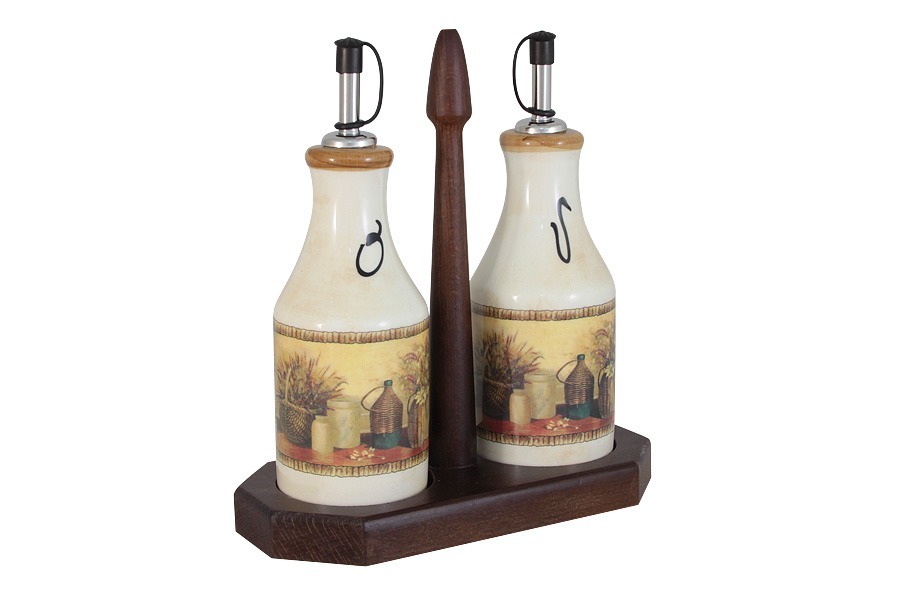 Набор из 2-х бутылок для масла  и уксуса на подставке Натюрморт - LCS872L-V-AL LCS