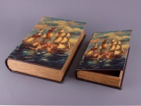 Комплект из 2-х шкатулок-книг "парусник" 33*23.5*7 / 26*17*5 см Polite Crafts&gifts (D-184-077) 