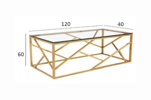 Стол журнальный прозр.стекло/золото 60*120*40см (00003059)