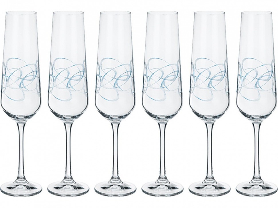Набор бокалов для шампанского из 6 шт. "sandra" 200 мл. высота=25 см. Crystalex Cz (674-607) 