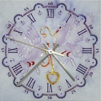 Картина Часы Любовь и голуби с кристаллами Swarovski (1648)