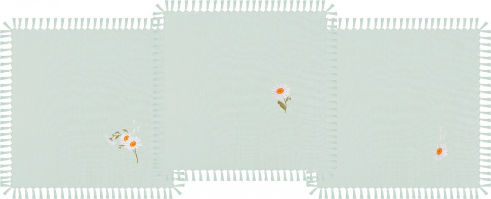 Комплект салфеток из 3 шт.40*40 см.вышивка "ромашки", 100% х/б, св. зелёный SANTALINO (850-517-17)