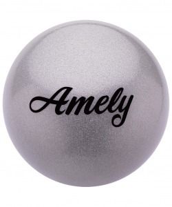 Мяч для художественной гимнастики AGB-102, 19 см, серый, с блестками (402290)