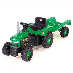 Педальный трактор зелено-черный с прицепом (DL_8053)