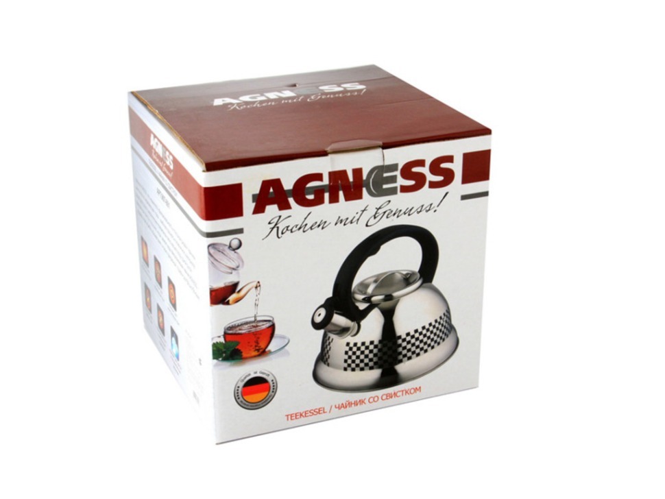 Чайник agness со свистком, 3 л нжс, индукц.дно, индикатор нагрева Agness (907-001)