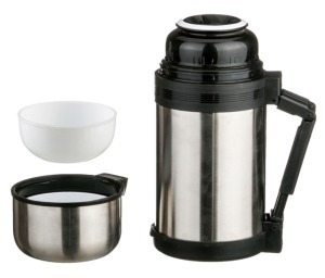 Термос agness с широким горлом 1200 мл крышка-чашка, пластик. чашка, двойная пробка, колба нжс Agness (910-053)