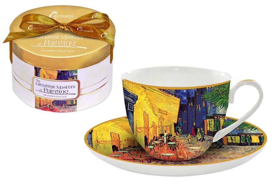 Чашка с блюдцем Ночная терраса кафе (Ван Гог), в подарочной упаковке - CAR2-045-0306-AL Carmani