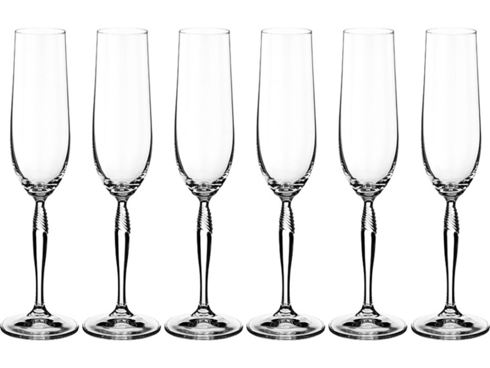 Набор бокалов для шампанского "keira" 195 мл высота=26 см из 6 шт Bohemia Crystal (674-628)