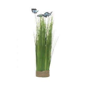 Стебли травы с бабочками на плетеной основе 40 см (гол.) (6) (00002441)