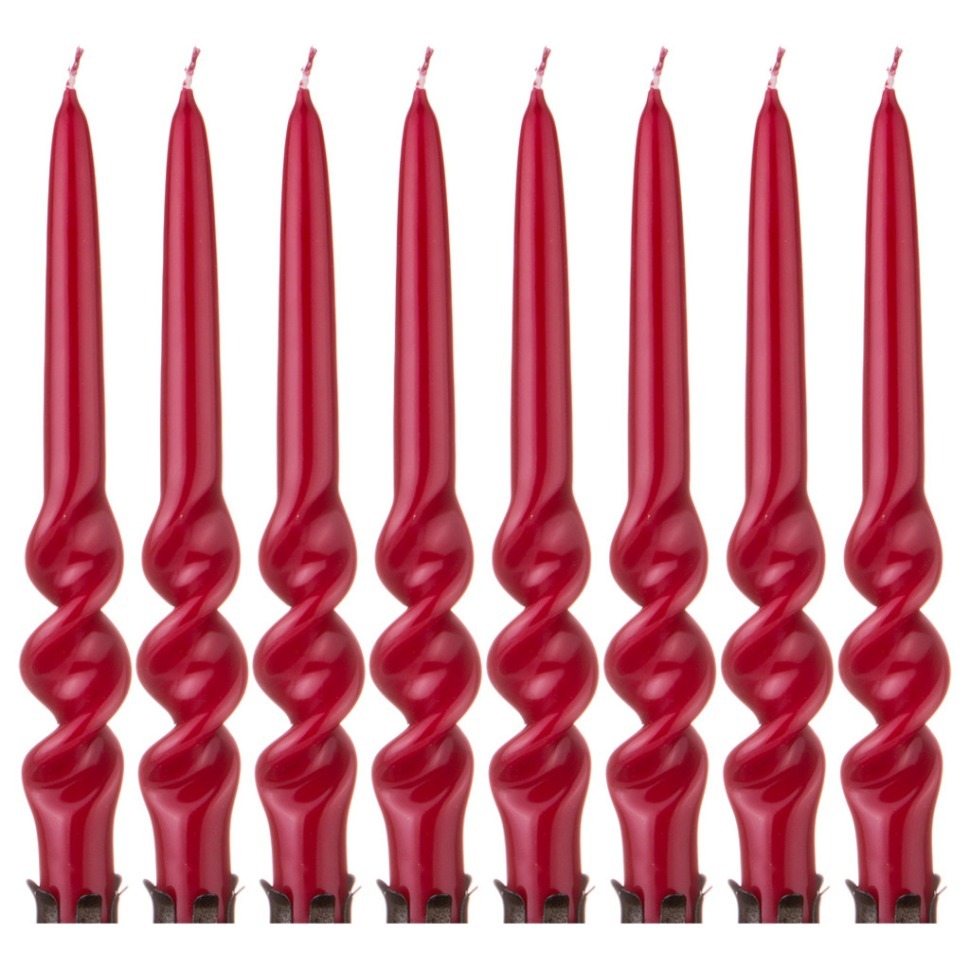 Набор свечей из 8 шт. 23,5/2,2 см. лакированный бордовый Adpal (348-634)