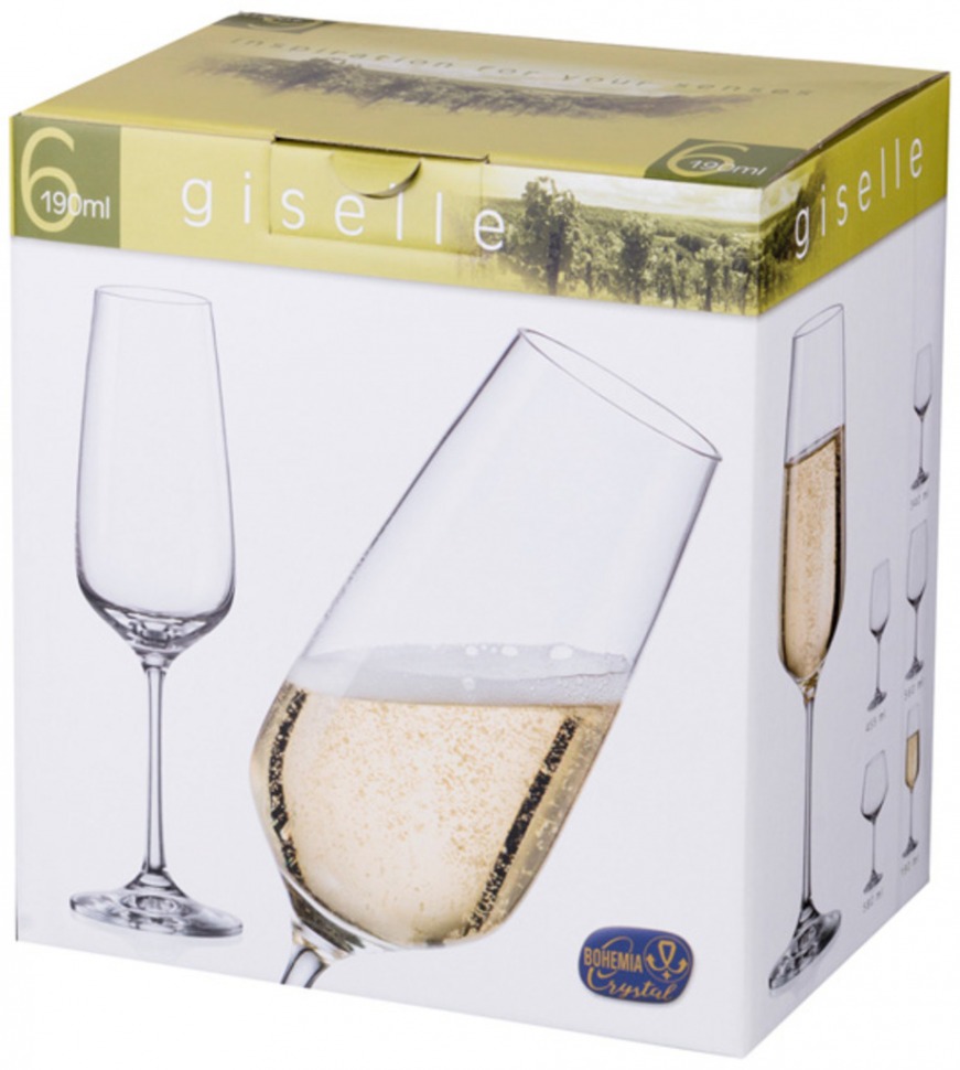 Набор бокалов для шампанского из 6 шт. "giselle" 190 мл высота=23 см Bohemia Crystal (674-634)