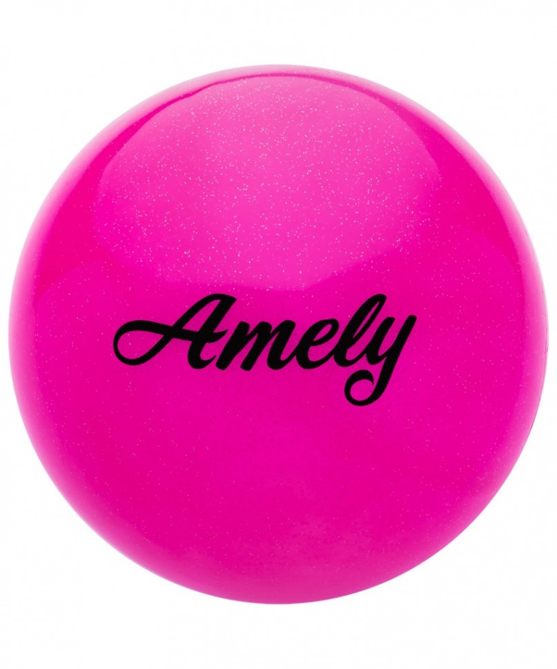 Мяч для художественной гимнастики AGB-102 19 см, розовый, с блестками (402288)