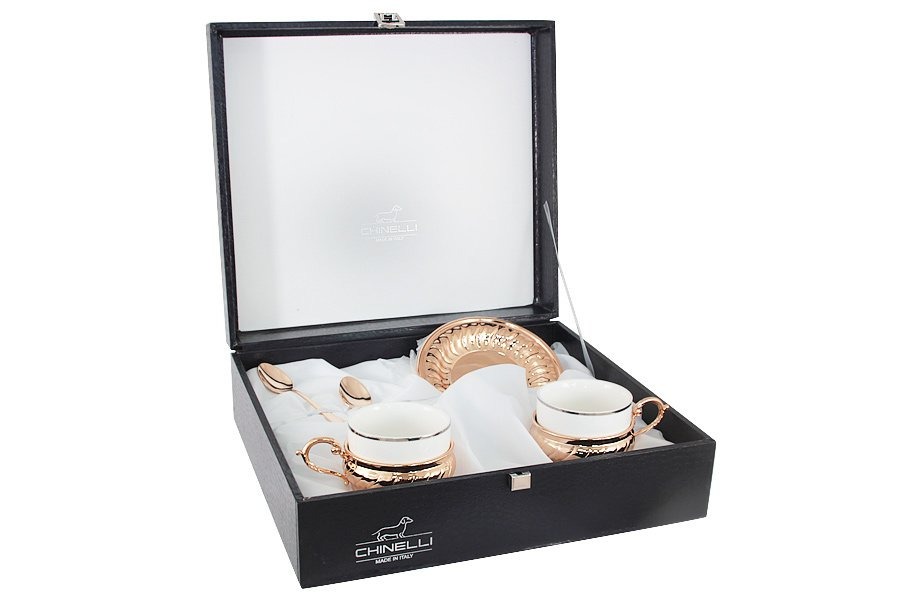 Чайный набор на 2 персоны Stradivari с отделкой под розовое золото в подарочной коробке - GA3207700 Гамма