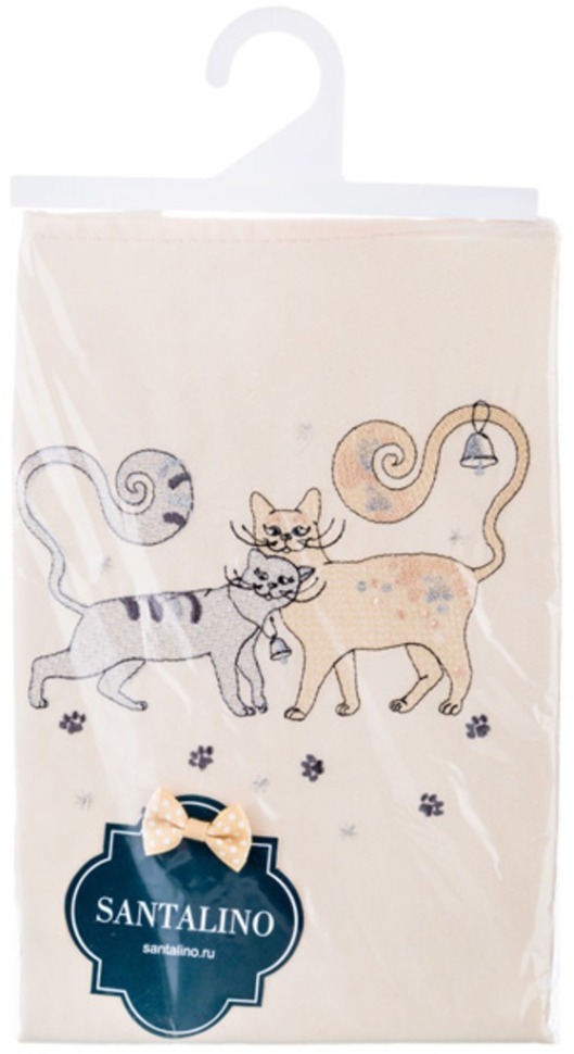 Фартук "парочка кошек", бежевый, 50% х/б, 50% пэ, вышивка (кор=1шт.) SANTALINO (850-604-25)