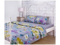 Кпб 1,5 спальный "цветы" под 150*215 -1шт., прост (цвет серый) 180*220 -1шт., нав SANTALINO (984-009)