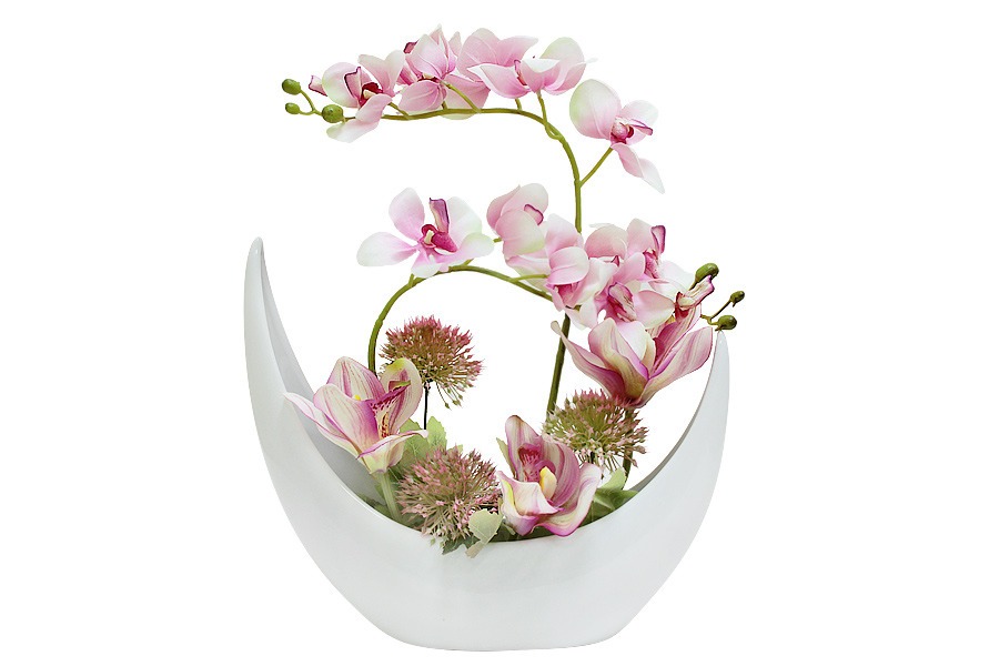 Декоративные цветы Орхидея розовая в керамической вазе - DG-JA6081 Dream Garden