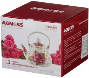 Чайник agness эмалированны со съемным фильтром из нжс, серия "гуси" 1,3 л. Agness (934-346)