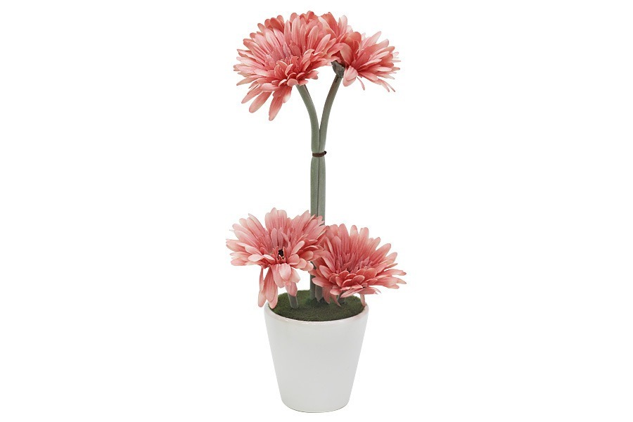 Декор.цветы Герберы св.коралловые в керам.вазе - DG-F6743 Dream Garden